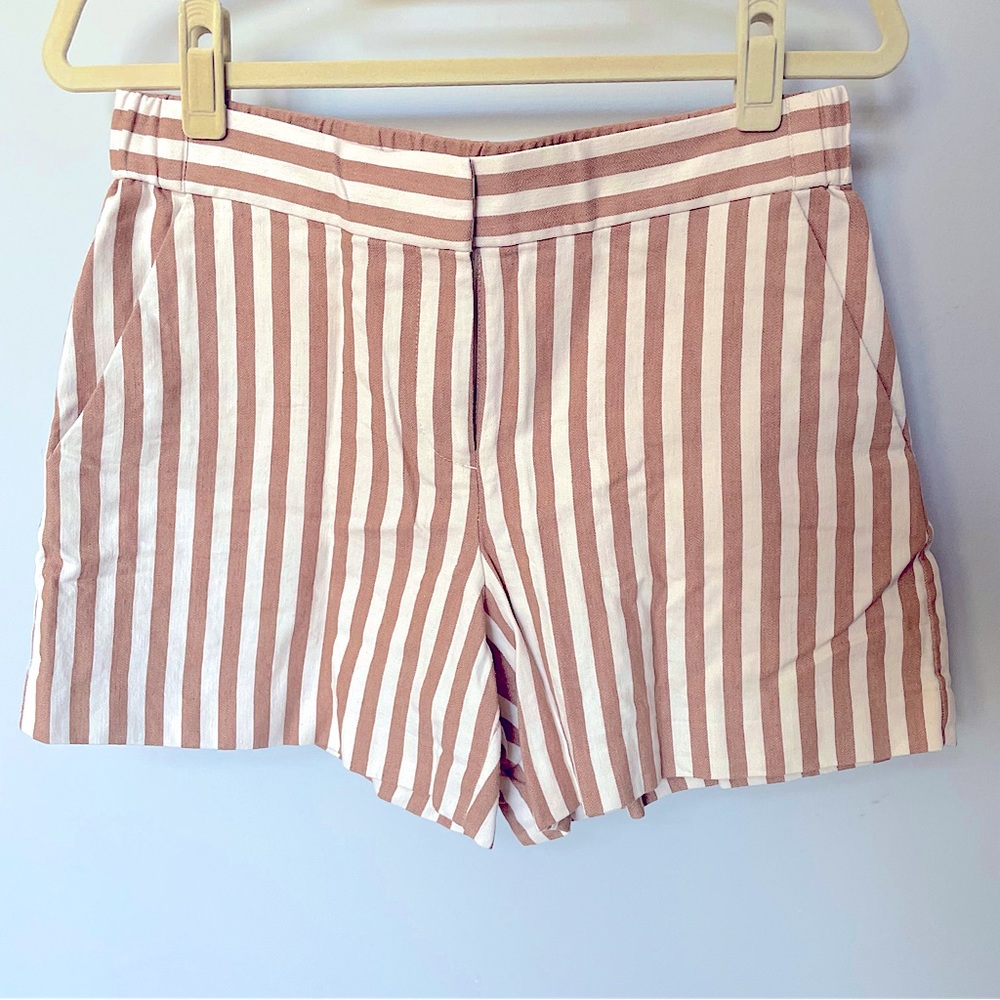 Ann Taylor | Tan Striped Linen Shorts | 4